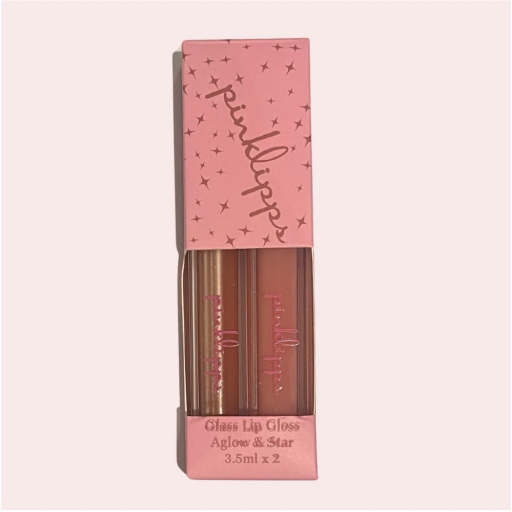 NWT Pinklipps Glass Lip Gloss Duo Set in Aglow and Star Set of 2 Lip Glosses